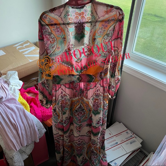 BLOGGERS FAV ZARA MULTICOLORED PRINTED WRAP KIMONO DRESS - Picture 3 of 7